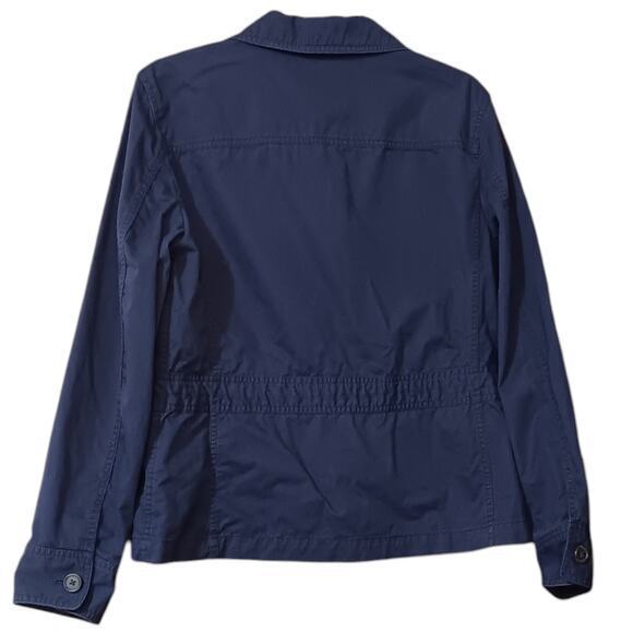 L.L. BEAN Jacket Cotton Women's Size 12 Lightweight Cinched Waist Pockets‎ Blue - Picture 2 of 9